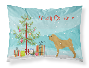 Shar Pei with Merry Christmas Tree Fabric Standard Pillowcase