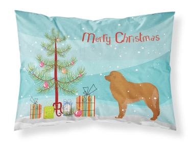 Leonberger with Merry Christmas Tree Fabric Standard Pillowcase