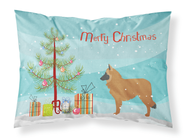 Belgian Sheepdog with Merry Christmas Tree Fabric Standard Pillowcase