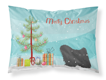 Puli with Merry Christmas Tree Fabric Standard Pillowcase