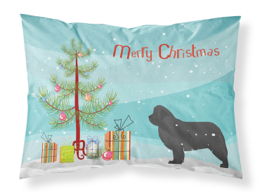 Newfoundland with Merry Christmas Tree Fabric Standard Pillowcase