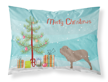 Mastiff - Neapolitan - with Merry Christmas Tree Fabric Standard Pillowcase