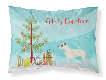 Dogo Argentino with Merry Christmas Tree Fabric Standard Pillowcase