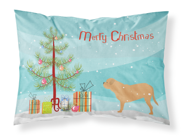 Dogue de Bordeaux with Merry Christmas Tree Fabric Standard Pillowcase