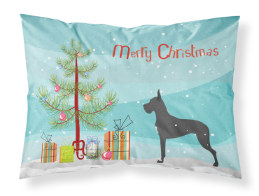 Great Dane with Merry Christmas Tree Fabric Standard Pillowcase