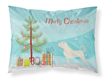 Anatolian Shepherd with Merry Christmas Tree Fabric Standard Pillowcase