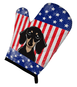 Dachshund - Black and Tan - American Flag Oven Mitt