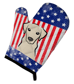 Labrador Retriever - Yellow - American Flag Oven Mitt