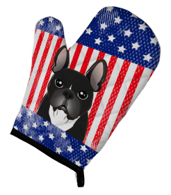 French Bulldog - Black - American Flag Oven Mitt