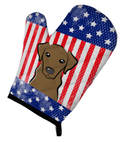 Labrador Retriever - Chocolate - American Flag Oven Mitt