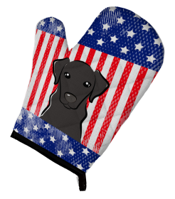 Labrador Retriever - Black - American Flag Oven Mitt