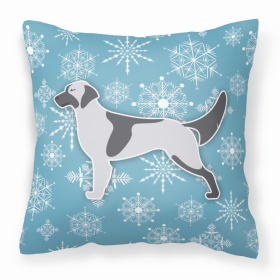 English Setter Winter Snowflake Dog Profile Art Fabric Decorative Pillow