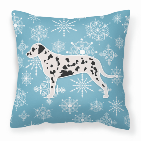 Dalmatian Winter Snowflake Dog Profile Art Fabric Decorative Pillow