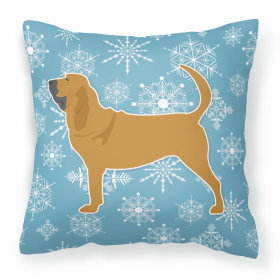 Bloodhound Winter Snowflake Dog Profile Art Fabric Decorative Pillow