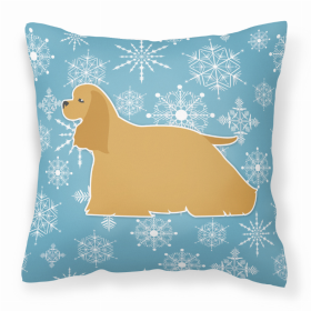 Cocker Spaniel 1Winter Snowflake Dog Profile Art Fabric Decorative Pillow