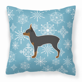 Fox Terrier Winter Snowflake Dog Profile Art Fabric Decorative Pillow