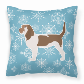 Petit Basset Griffon Vendeen Winter Snowflake Dog Profile Art Fabric Decorative Pillow