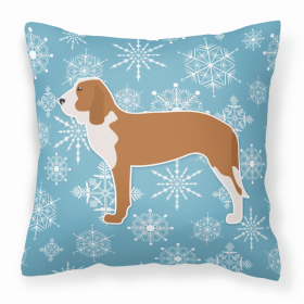 Spanish Hound Winter Snowflake Dog Profile Art Fabric Decorative Pillow