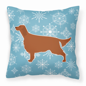 Irish Setter Winter Snowflake Dog Profile Art Fabric Decorative Pillow