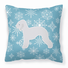 Bedlington Terrier Winter Snowflake Dog Profile Art Fabric Decorative Pillow