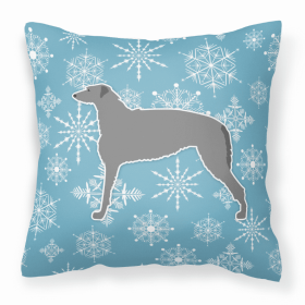 Scottish Deerhound Winter Snowflake Dog Profile Art Fabric Decorative Pillow