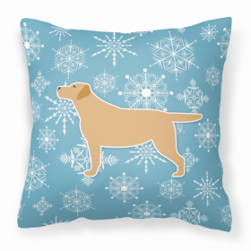 Labrador Retriever 1 Winter Snowflake Dog Profile Art Fabric Decorative Pillow