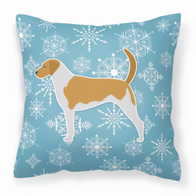 American Foxhound Winter Snowflake Dog Profile Art Fabric Decorative Pillow