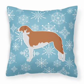 Borzoi/Russian Wolfhound Winter Snowflake Dog Profile Art Fabric Decorative Pillow