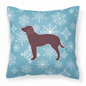 American Water Spaniel Winter Snowflake Dog Profile Art Fabric Decorative Pillow