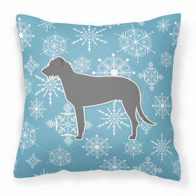 Irish Wolfhound Winter Snowflake Dog Profile Art Fabric Decorative Pillow