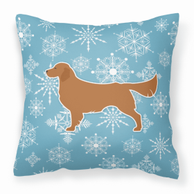 Golden Retriever Winter Snowflake Dog Profile Art Fabric Decorative Pillow