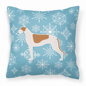 Greyhound Winter Snowflake Dog Profile Art Fabric Decorative Pillow