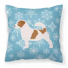 Jack Russell Terrier Winter Snowflake Dog Profile Art Fabric Decorative Pillow