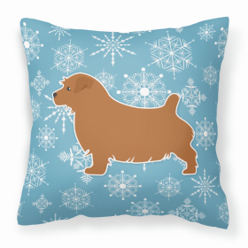 Norfolk Terrier Winter Snowflake Dog Profile Art Fabric Decorative Pillow