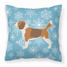 Beagle Winter Snowflake Dog Profile Art Fabric Decorative Pillow