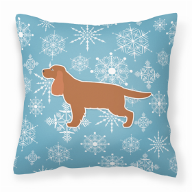 Cocker Spaniel 2 Winter Snowflake Dog Profile Art Fabric Decorative Pillow