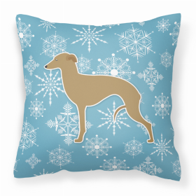 Italian Greyhound Winter Snowflake Dog Profile Art Fabric Decorative Pillow