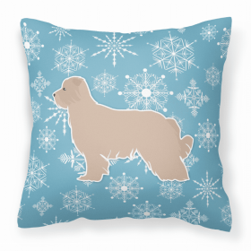 Pyrenean Shepherd Winter Snowflake Dog Profile Art Fabric Decorative Pillow