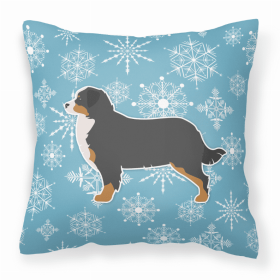 Bernese Mountain Dog Winter Snowflake Dog Profile Art Fabric Decorative Pillow