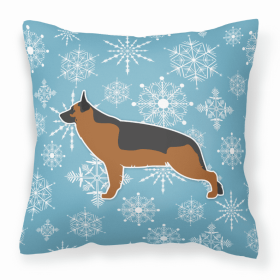 German Shepherd Winter Snowflake Dog Profile Art Fabric Decorative Pillow