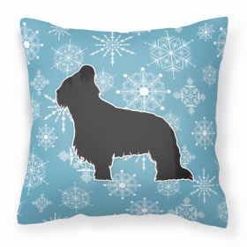 Briard Winter Snowflake Dog Profile Art Fabric Decorative Pillow