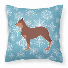 Australian Kelpie Dog Winter Snowflake Dog Profile Art Fabric Decorative Pillow