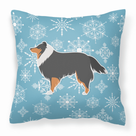 Sheltie/Shetland Sheepdog Winter Snowflake Dog Profile Art Fabric Decorative Pillow