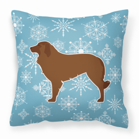 Portuguese Sheepdog Winter Snowflake Dog Profile Art Fabric Decorative Pillow