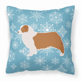 Australian Shepherd Winter Snowflake Dog Profile Art Fabric Decorative Pillow