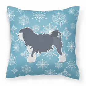 Lowchen Winter Snowflake Dog Profile Art Fabric Decorative Pillow