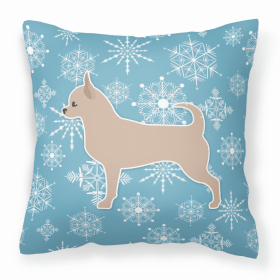 Chihuahua Winter Snowflake Dog Profile Art Fabric Decorative Pillow