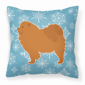 Chow Chow Winter Snowflake Dog Profile Art Fabric Decorative Pillow