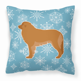 Leonberger Winter Snowflake Dog Profile Art Fabric Decorative Pillow