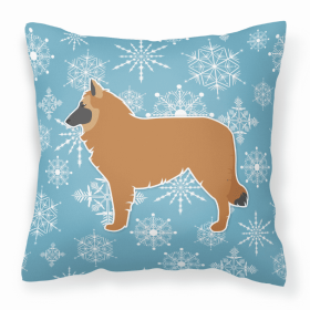 Belgian Sheepdog Winter Snowflake Dog Profile Art Fabric Decorative Pillow